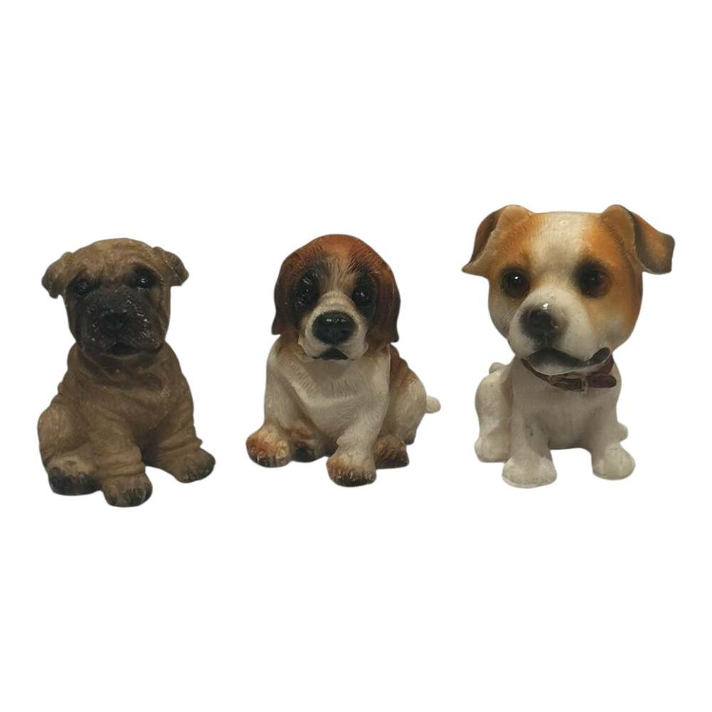 Vintage Dog Figurine Lot - Shar Pei, Saint Bernard, Jack Russell Terrier Puppies